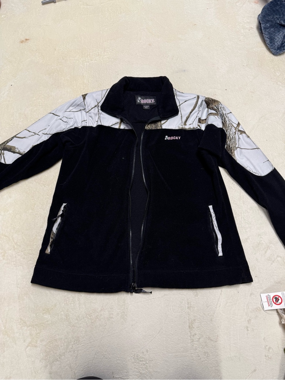 Rocky Black Fleece Jacket with White Camo Accents